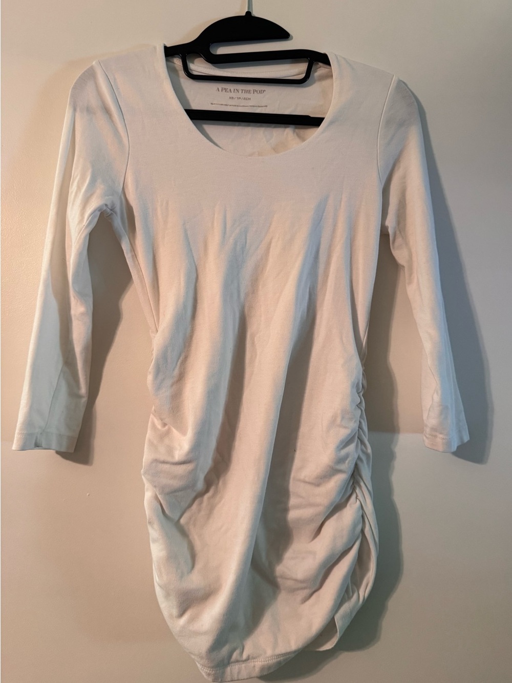 A Pea in the Pod White Maternity Scoop Neck Ruched Tunic